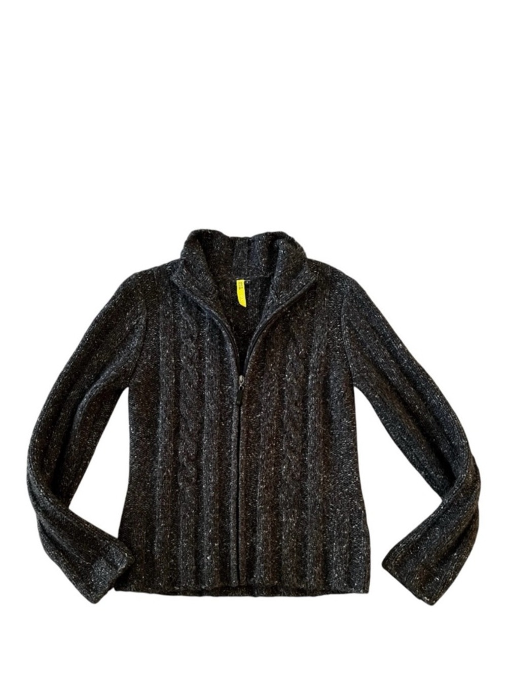 Löle Charcoal Gray Zip Up Cable Knit Cardigan Sweater Mohair Blend Womens Size S